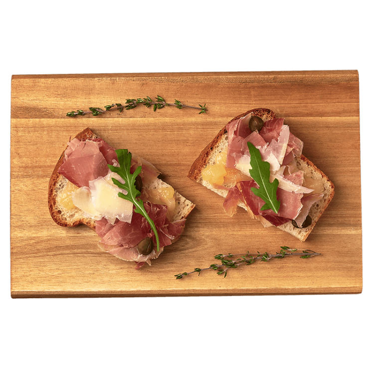 Брускети з прошуто та карамелізованою грушею